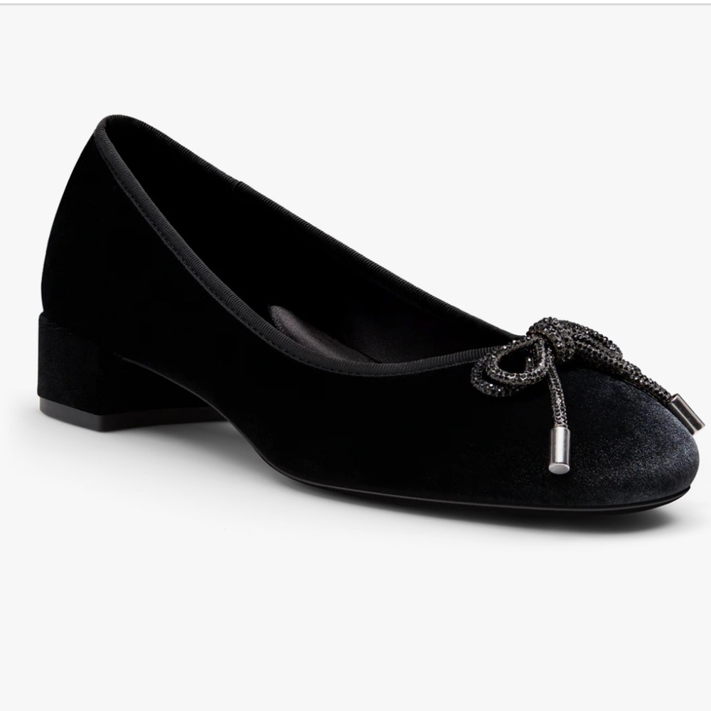 NWOB Birdies Hummingbird 30 heeled ballet flats in black velvet bow
